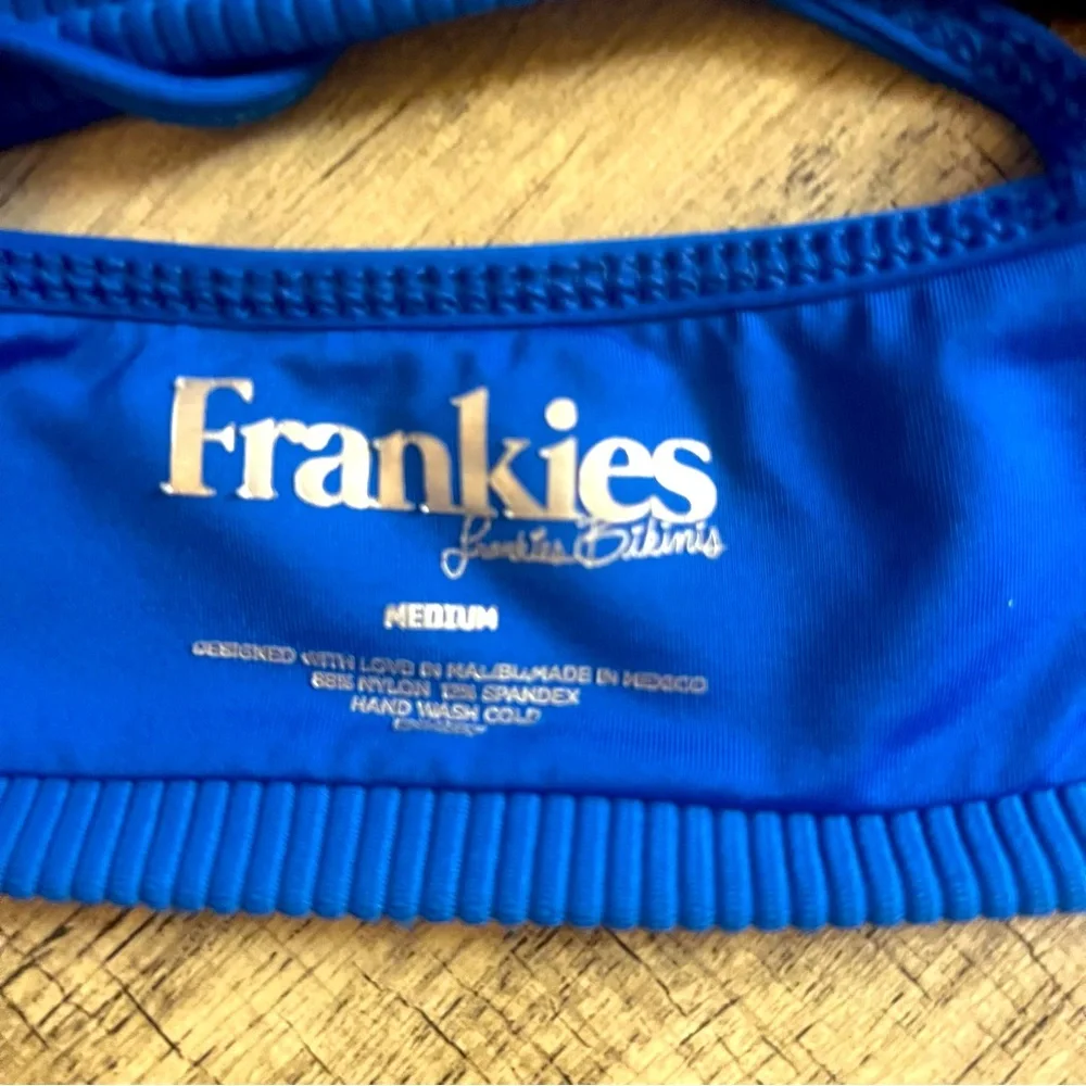 Frankies Bikinis Royal Blue Austin Ribbed Bikini TOP Size Medium